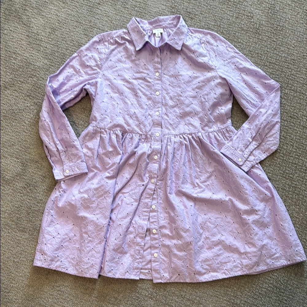 J. Crew Factory Lavender Button-Up Eyelet Dress